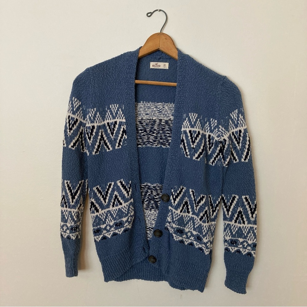 Hollister blue knit cardigan XS
